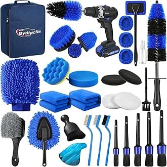 34Pcs Car Detailing Kit, Car Detailing Brush Set, Car Wash Cleaning Kit, Car Detailing Brushes, Professional Car Care Kit for Interior Exterior Wheels, Blue