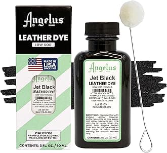 Angelus Leather Dye - Flexible Leather Dye for Shoes, Boots, Bags, Crafts, Furniture, & More 3oz (Jet Black)