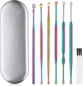 Ear Cleaning Kit,Safe Ear Wax Removal Tool,Earwax Removal Kit,Easy to Use,Painless Ear Pick,with Storage Box and Cleaning Brush (Titanium)