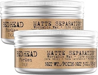 TIGI Bed Head for Men Matte Separation Workable Wax - Use for Strong Hold - For Men's Hairstyles - Use on Damp or Dry Hair - Premium Strong Hold Hair Wax, 85 g, 2 Pack