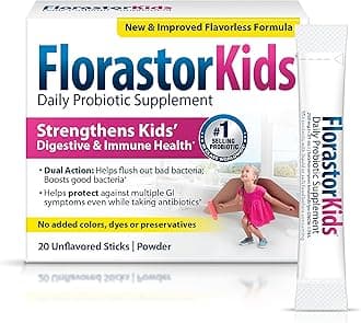Kids Daily Probiotic Supplement, Unflavored Powder Mixes with Food or Beverage, Use with Antibiotics, Saccharomyces Boulardii CNCM I-745 (20 Sachets), Pack of 2