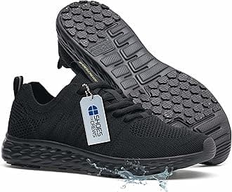 Shoes for Crews Everlight ECO, Men's Non Slip, Breathable, Lightweight, Lace-Up,Water Resistant Work Shoes, Black/Gray, Size 7.5