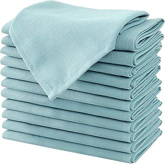 H.VERSAILTEX Cloth Napkins Set of 12 (18" X 18") Linen Textured Dinner Napkins Waterproof Extra Soft Thick Durable Reusable Napkins with Hemmed Edges for Dinners, Weddings and Everyday Use, Aqua