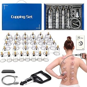 Cupping Therapy Set,32 Therapy Cups Cupping Set with Pump, Professional Chinese Acupoint Cupping Therapy Sets Hijama for Cupping Massage, Muscle&Joints