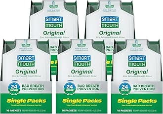 SmartMouth Original Activated Mouthwash Single Packs, Travel Mouthwash, Fresh Mint, 50 Pack