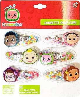 LUV HER Cocomelon Hair Clips For Girls, 6pc Magical Confetti Hair Clips with Favorite Cocomelon Character Charms, Ages 3+