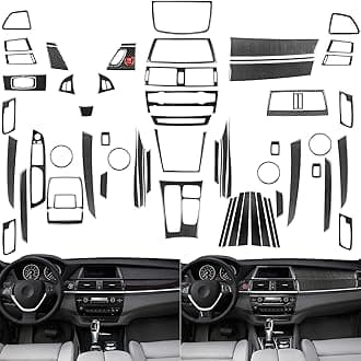 JKYUKU Real Quality Soft Carbon Fiber Car Interior Decoration Decal Trim Protector Full Set Premium Sticker Accessories Compatible with BMW X5 E70 X6 E71 2006 2007 2008 2009 2010 2011 2012 2013 Black