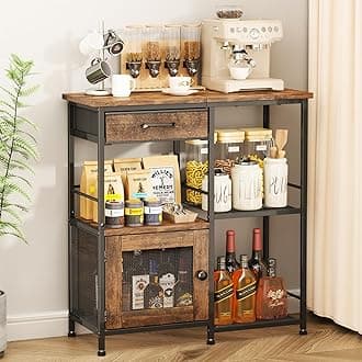 SWTYMIKI Coffee Bar Cabinet for Home - Farmhouse Coffee Stand Station Multi-Purpose Buffet Sideboard Cabinet with Drawers - Kitchen Bar Table for Living Room, Corner, Small Space, Espresso