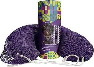 AFRIKI African Net Sponge – Exfoliating Body Scrubber, Black Owned & Rooted in Africa, All Skin Types | 45 in Long (Dark Purple)