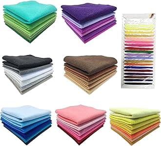 Misscrafts 42pcs 8"X8" 1.5mm Thick Soft Felt Nonwoven Fabric Sheet Pack DIY Craft Patchwork Sewing Square Assorted Colors with Thread Bag