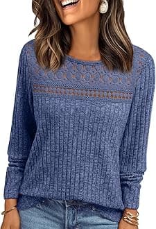 AUTOMET Womens Dressy Caual Shirt Fall Loose Fit Long Sleeve Sweater Top Lace Lightweight Tunic 2025 Blouse