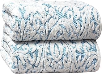 Oversized Bath Sheet - 2 Pack XXL 32x89 - Premium Cotton Sculpted Medallion Jacquard Terry 7 Foot Extra Large Beach Blanket Towel Sheet - Big & Tall - 630 GSM Soft Absorbent Luxury - Aqua