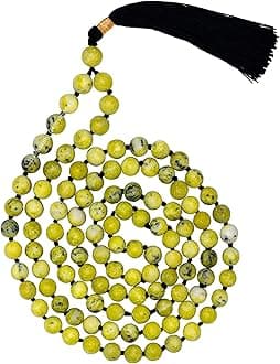 Amazing Gemstone Japa Mala 108 Prayer Beads Necklace and Wrist Mala Bracelet for Meditation