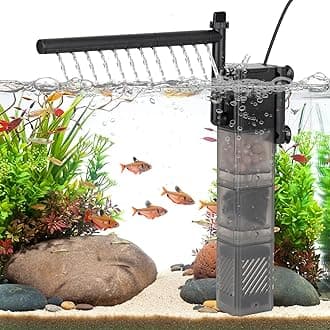 hygger Aquarium Filter DC 5V Multiple Function Power Quiet Fish Tank Filter with Rainfall Aeration 3-Stages Filtration Adjustable Submersible Internal Fish Filter for 13-35 Gallon