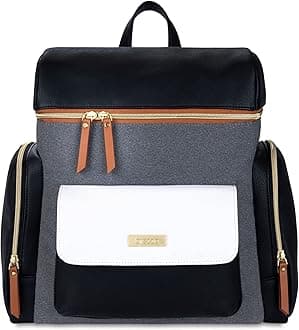 Baby Brezza Valentina Baby Diaper Bag Backpack – Stylish, Modern Design – Large Capacity fits Everything for Your Day, Perfect for 1 Baby or Twins, Black and Grey