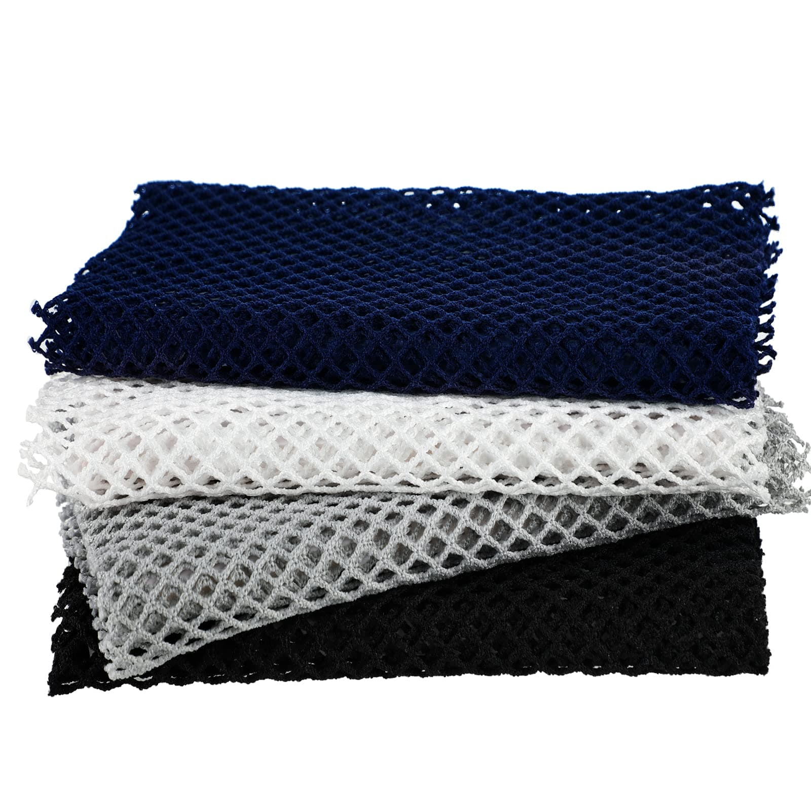 4 Pieces African Net Bath Net Sponge Body Exfoliating Polyester Cleaning Shower Body Scrubber Back Scrubber Exfoliating Wash Bath Cloth for Daily Use (Black, Blue, White, Gray,7.8 x 27.6 Inch)