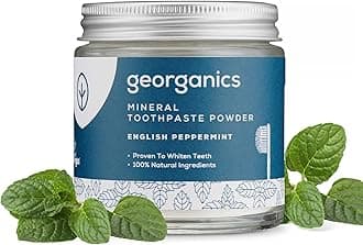 Georganics Mineral Toothpaste Powder - Peppermint - Stain Removing & Teeth Whitening Powder - 100% Natural - SLS, Glycerine & Fluoride Free - Certified Cosmos Natural, Vegan & Cruelty-Free - 60ml
