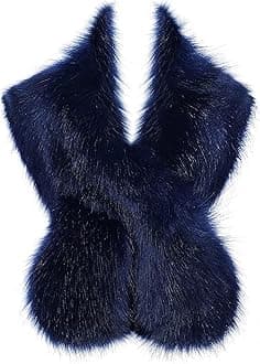 BABEYONDWomen's Faux Fur Shawl Party Faux Fur Collar Fur Wraps for Winter Bridal Wedding Cover Up