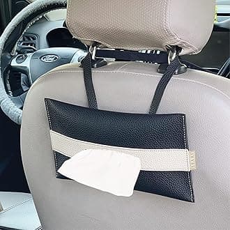 LEART Car Tissue Holder Leather – Hanging Tissue Box Holder for Car | Tissue Box for Car | Car Accessories Interior | Car Tissue Box | Hanging Tissue Box Holder (Black)