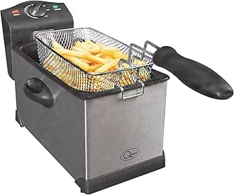 Quest 3L Deep Fat Fryer – Stainless Steel, 2000 W, 130‑190 °C Thermostat, Removable Oil Tank & Basket, Easy‑Clean Electric Chip Fryer for Fish, Chicken & Chips