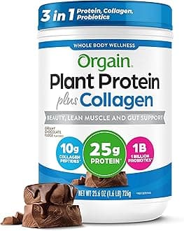 Protein Powder + Collagen, Creamy Chocolate Fudge - 25g of Protein, 1B Probiotics, 10g Collagen Peptides, Supports Hair, Skin, Nails, Joints & Gut Health, Non Dairy, Gluten and Soy Free, 1.6Lb