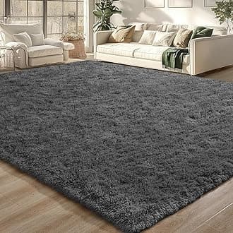 Merelax Modern Soft Fluffy Large Shaggy Rug for Bedroom Livingroom Dorm Kids Room Indoor Home Decorative, Non-Slip Plush Furry Fur Area Rugs Comfy Nursery Accent Floor Carpet 4'x6' Dark Grey