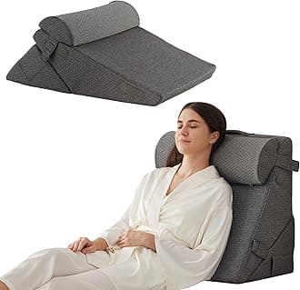 Bedluxe Orthopedic Bed Wedge Pillows Set of 3, Foam Wedge Pillow for Back, Leg and Knee Support, 9" and 12" Adjustable Folding Triangle Pillow for Sleeping,