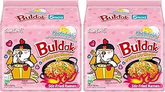 Buldak Spicy Ramen, Hot Chicken Ramen, Korean Stir-Fried Instant Noodle, Carbonara, 1 Bag (Pack of 10)