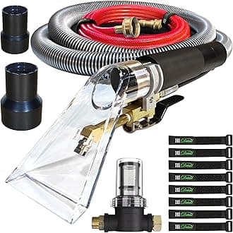Hi Detail Shop Vac Extractor Kit with Wand and Hose, Adapter Converts Vacuum to carpet & upholstery Extractor for auto detailing & home (50 Ft Waterline, 15 Ft Vac Hose)