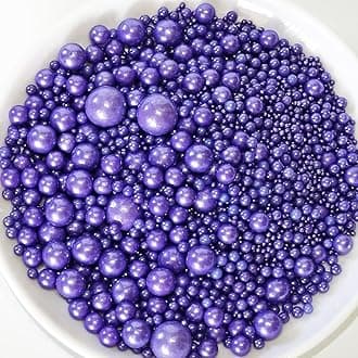 Purple Pearl Sprinkles Edible Sugar Candy Pearls 130g/4.58 Oz, Mix Size, Baking Cake Decorations, Ice Cream Toppings and Cookie Decorating, Wedding Party Chirstmas Supplies
