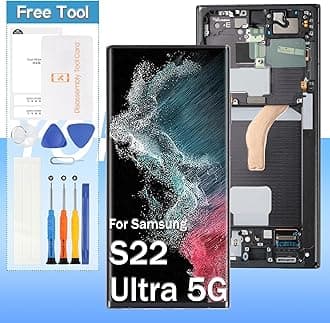[for US Version] Yondista for Samsung Galaxy S22 Ultra 5G Screen Replacement 6.8" OLED SM-G908a, SM-S908u, SM-S908w LCD Display Touch Digitizer Assembly with Tools(Black with Frame)
