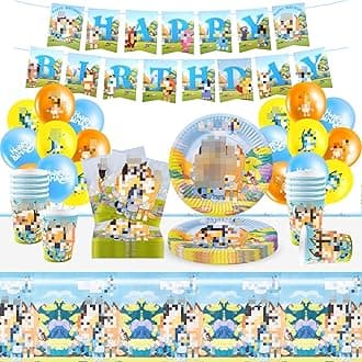 Birthday Party Decorations, 60PCS Theme Birthday Party Supplies, Birthday Decorations Set include Banner Latex Balloons Tellers Cups Tablecloth for Children's Birthday Decorations Boys Girls