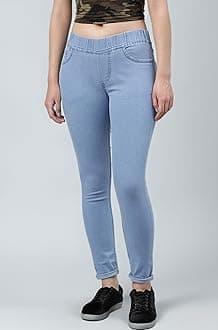 Women's Slim Fit Mid Rise Jeggings -, Skinny, Wide Leg Jean, Elasticated