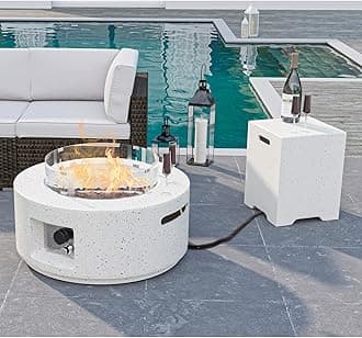 28-inch 40000BTU Round Fire Pit with Wind Guard and Tank Cover