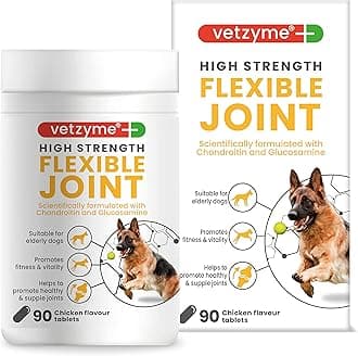 High Strength Flexible Joint Supplements for Senior Dogs (90 Tablets) - Hip and Joint Care with Chondroitin and Glucosamine, Tasty Chicken Flavour