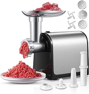 Electric Meat Grinder, 3200W Max Meat Grinders for Home Use, HOUSNAT 3 in 1 Heavy Duty Meat Mincer with 2 Blades and 3 Plates, Sausage Stuffer Tube & Kubbe Kit, Stainless Steel