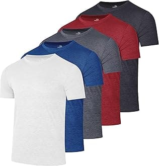 Men's Mens Dry-fit Moisture Wicking Active Athletic Performance Crew T-Shirts T-Shirt (Pack of 5)