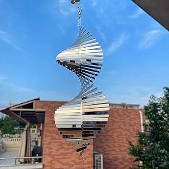 Hanging Wind Spinners Stainless Steel Metal Outdoor Garden Decor, Highly Reflective Bird Deterrent to Scare Birds Away from Yard Patio Farm 12inch,Gifts for Women Mom Dad Friend