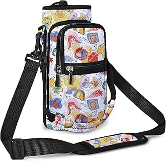 AUPET Water Bottle Sling Bag Sleeve Holder Carrier 25/32/40/64 oz,Insulated Crossbody Water Bottle Case Cover with Strap and Pockets for Men/Women Walking Hiking (Zodiac Fantasy, 25oz)