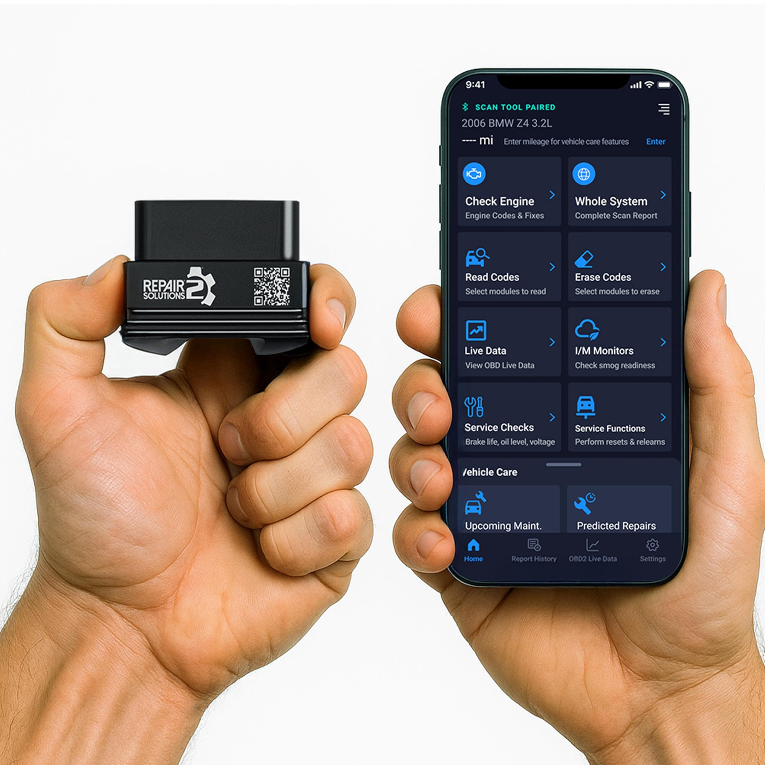 1000 Bluetooth OBD2 Scanner for iPhone & Android - Predict Car Problems Before They Happen - No Subscriptions - Detect Check Engine, ABS, SRS Issues for Cars 1996+