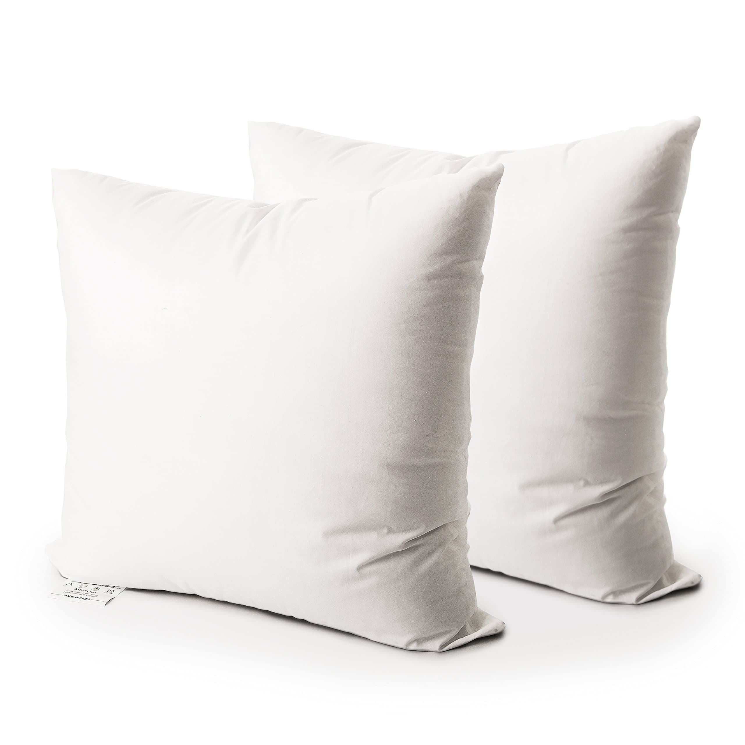 Throw Pillow Insert, Set of 2 Down Alternative Polyester Square Form Decorative Pillow, Cushion,Sham Stuffer. (White, 24x24), 2 Count (Pack of 1)