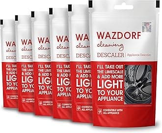 Wazdorf Washing Machine Cleaner & Descaler Powder | Removes Tough Grime, Limescale & Soap Scum | Used for Top Load & Front Load | Protects Clothes from Residue Damage | 6 Pouch | 100g (Pack of 1)