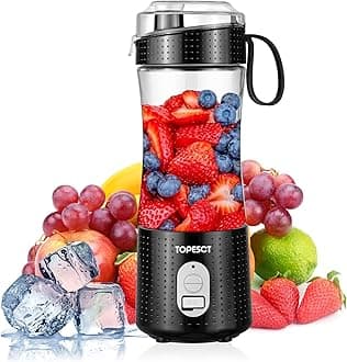 Portable Blender, Personal Mixer Fruit Rechargeable with USB, Mini Blender for Smoothie, Fruit Juice, Milk Shakes 380ml, Six 3D Blades for Great Mixing (Black)