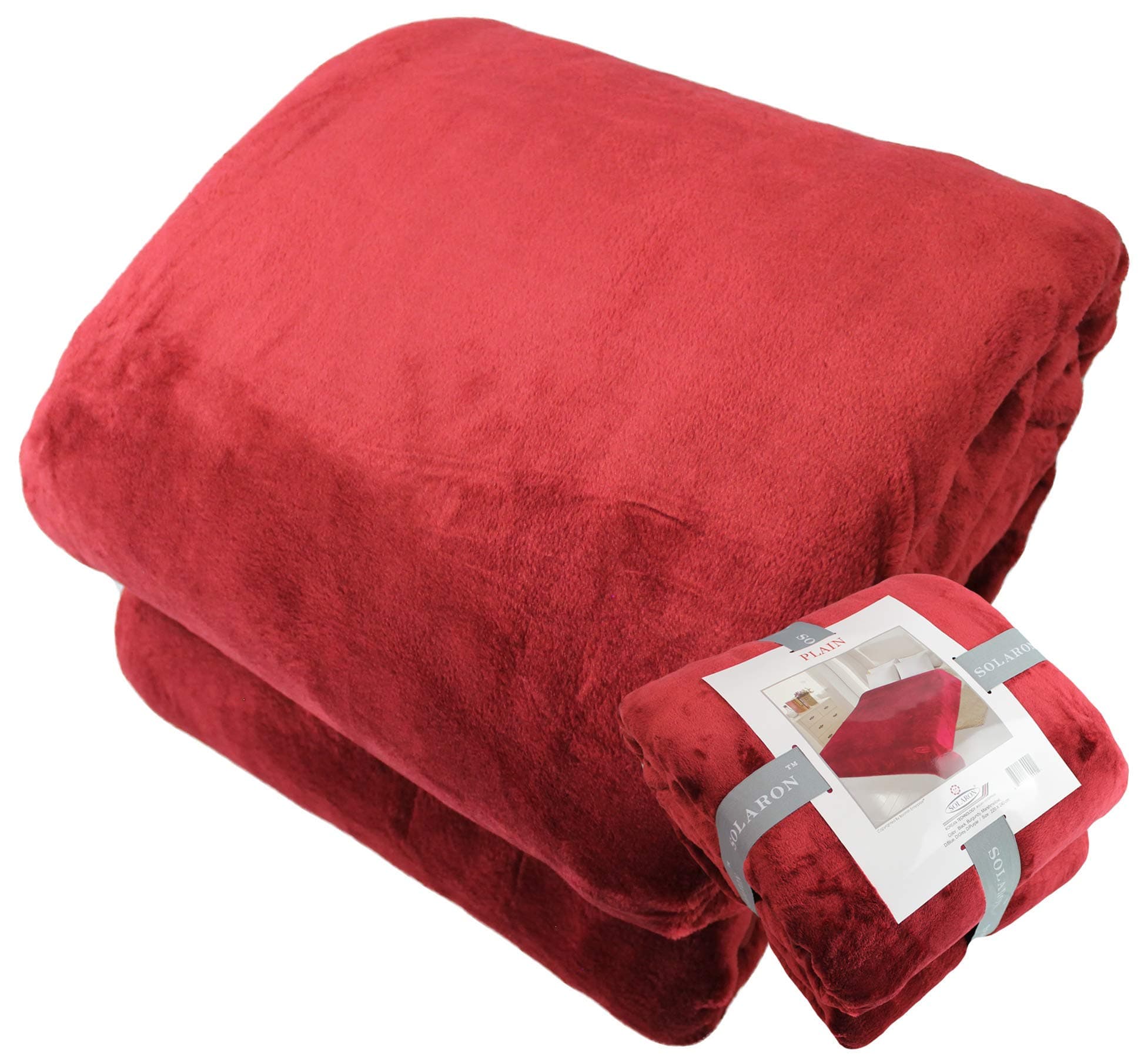Queen Blanket Soft Extra Large for Fall Winter Spring All Season Cozy Warm 430GSM Medium Weight Thermal Thick Flannel Fleece for Couch Bed Sofa 88 x 95 inches (Burgundy, 1)