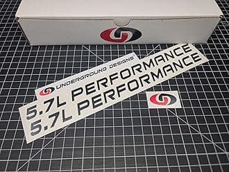 5.7L Performance Decals (2-Pack) Hemi V8 Hood Fender Racing Stickers Fits 2005+ Challenger Charger Ram Durango R/T 300C (Matte Blackout, 2.0" H x 30.0" L)