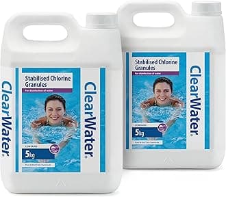 Clearwater Chlorine Granules for Hot Tub Spa and Swimming Pool Water Treatment for Rapid Disinfecting and Cleaning, Jerry Can, 2 Pack of 5 kg