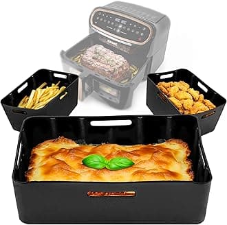Duronic Silicone Air Fryer Liners AFL3 Air Fryer Basket Liner Durable Nonstick Silicon Inserts for Air Fryers AF34 Reusable Dual Air Fryer Accessory Premium Accessories for Twin Drawer & Large Drawer