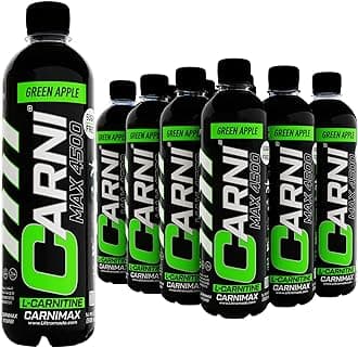 CARNIMAX L-Carnitine – Green Apple – 0g Sugar, 4500mg L-Carnitine, Electrolytes, CLA + Chromium, B Complex Vitamins – Maximum Fat Burn, Pre-Workout Drink, 500ml (Pack of 12)