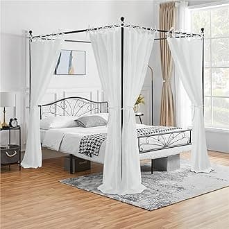 KGORGE Canopy Bed Sheer Curtains for Queen/King/Twin/Full Size, 8 Panels for Girls Boys Adults Bed, Home Bedroom Decor (White, 45 inch Width X 96 inch Length)