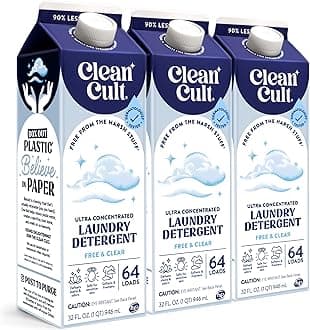 Ultra Concentrated Liquid Laundry Detergent Soap, 192 loads (96 oz), 90% Less Plastic, No Harsh Chemicals, Free & Clear, Defeats Stains & Odors, Eco-friendly, HE/Standard Compatible